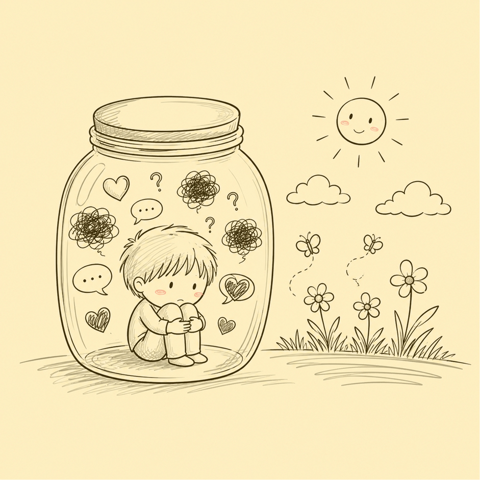 Child trapped in a jar