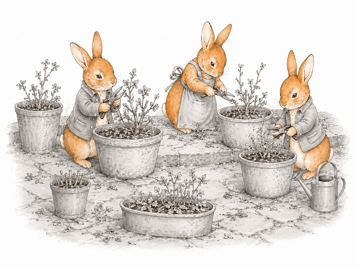 Rabbits viciously pruning plants