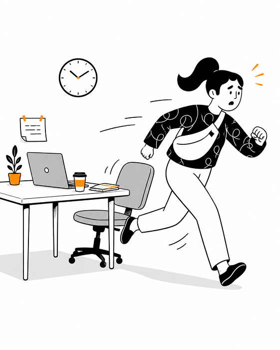 Mum running from Desk