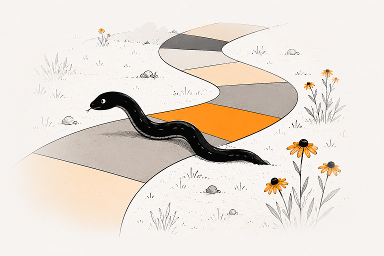 snake on boardwalk