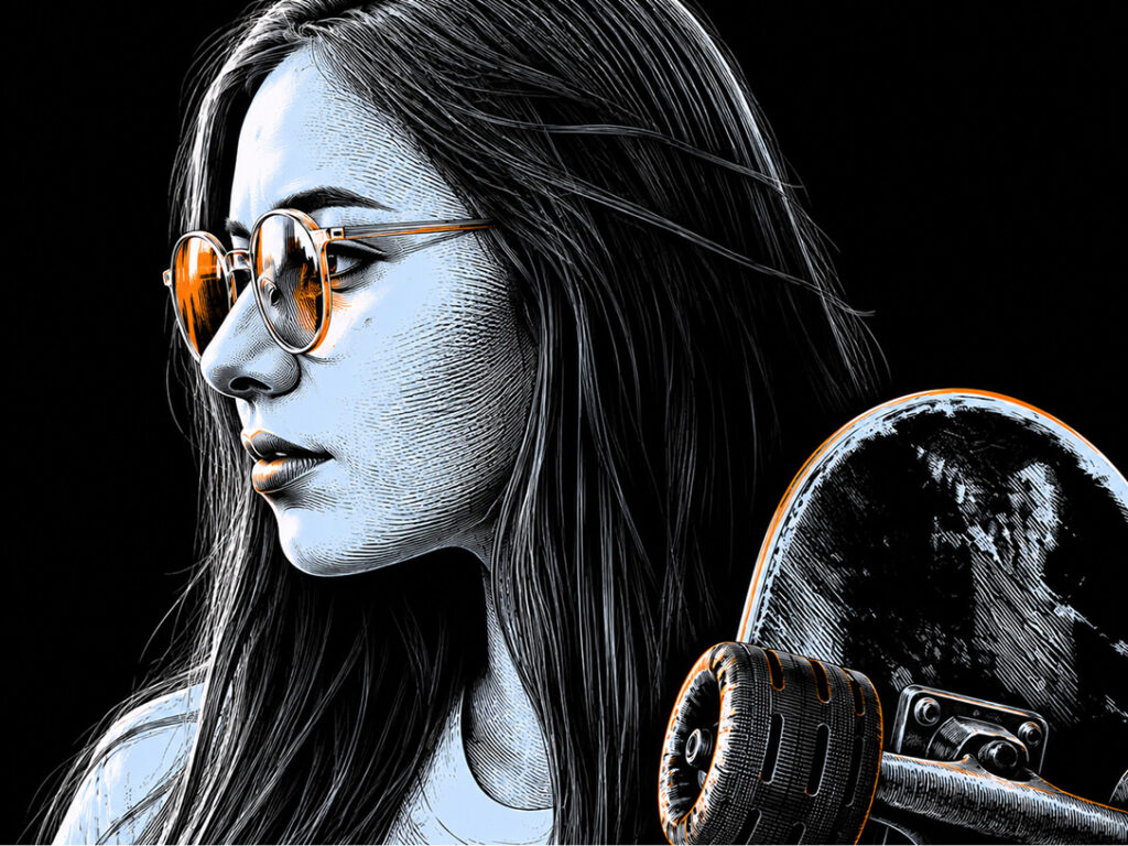 teen girl with skateboard