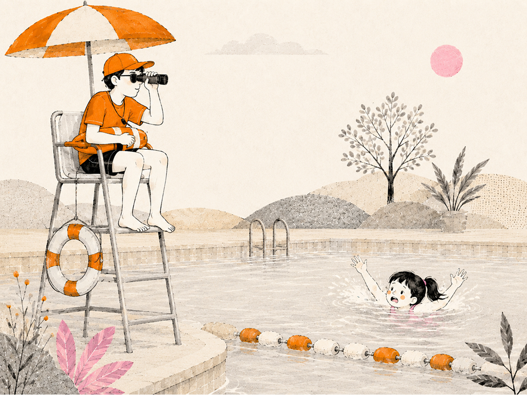 life guard ignoring girl drowing