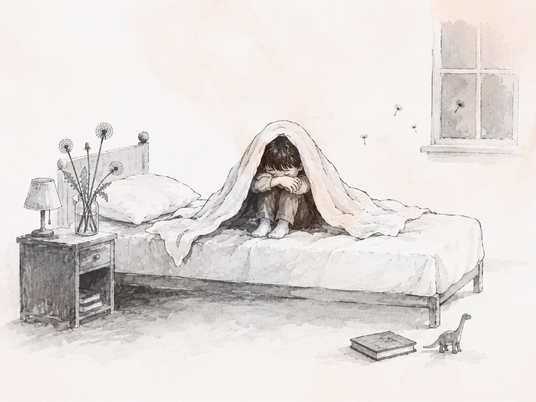 boy under blanket